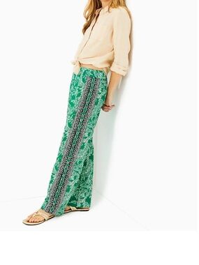 NEW BAL HARBOUR PALAZZO, FIDDLE LEAF GREEN SAFARI PARTY  Wide-Leg Palazzo Pants